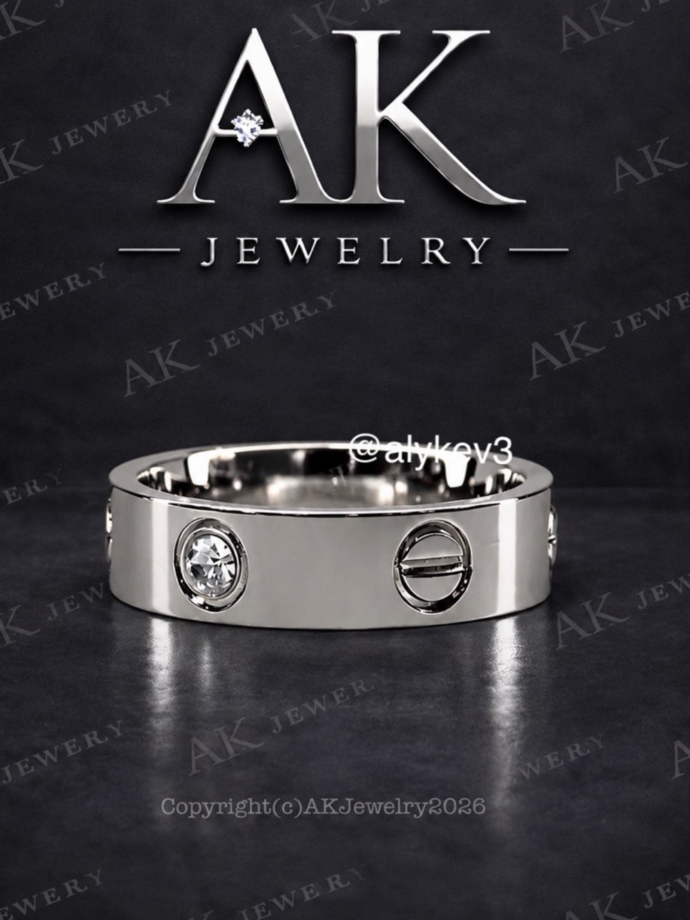 💎LUXURY 5mm MEDIUM Width Silver RING, Diamond & Screw Design, Both Styles in One